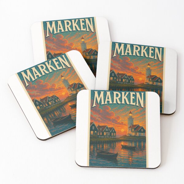 Item preview, Sunset Reflections at Marken Harbour – Lighthouse and Dutch Charm designed and sold by Places On Earth.