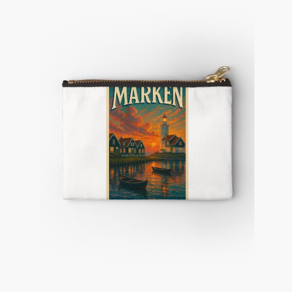 Item preview, Sunset Reflections at Marken Harbour – Lighthouse and Dutch Charm designed and sold by Places On Earth.