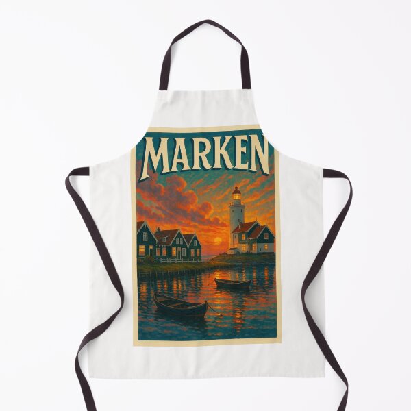 Item preview, Sunset Reflections at Marken Harbour – Lighthouse and Dutch Charm designed and sold by Places On Earth.