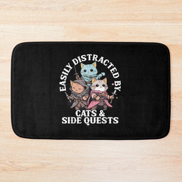 Item preview, Rpg Gamer Cats Side Quest Distracted Nerdy Tabletop  designed and sold by GreenwnArt.