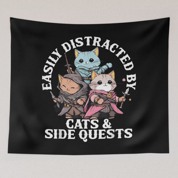 Item preview, Rpg Gamer Cats Side Quest Distracted Nerdy Tabletop  designed and sold by GreenwnArt.