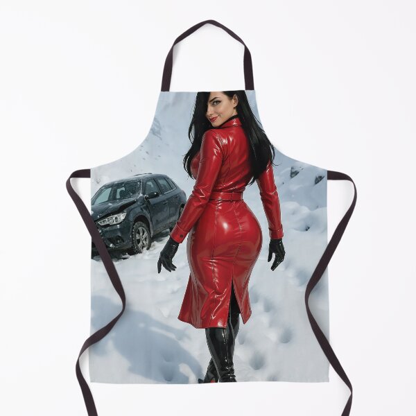 Item preview, Cassandra in red latex dress snowy mountain pass designed and sold by CathryneDelamort.
