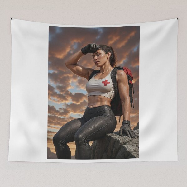 Item preview, Elena x Exhausted Hiker Resting on Rock designed and sold by CathryneDelamort.