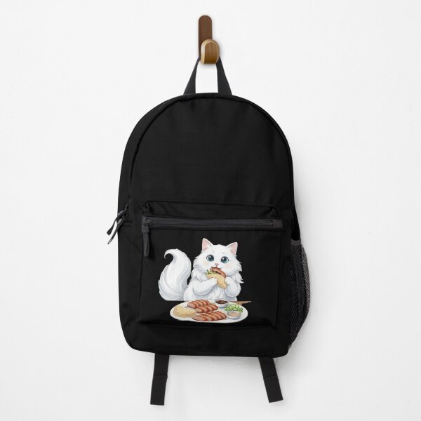 Item preview, Kawaii Foodie Cat Eating Peking Duck - White longhair cutie - China designed and sold by digitalbitcraft.