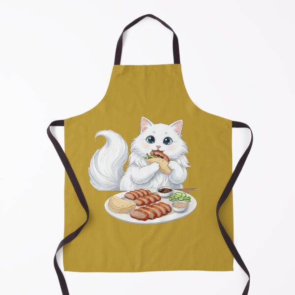 Item preview, Kawaii Foodie Cat Eating Peking Duck - White longhair cutie - China designed and sold by digitalbitcraft.