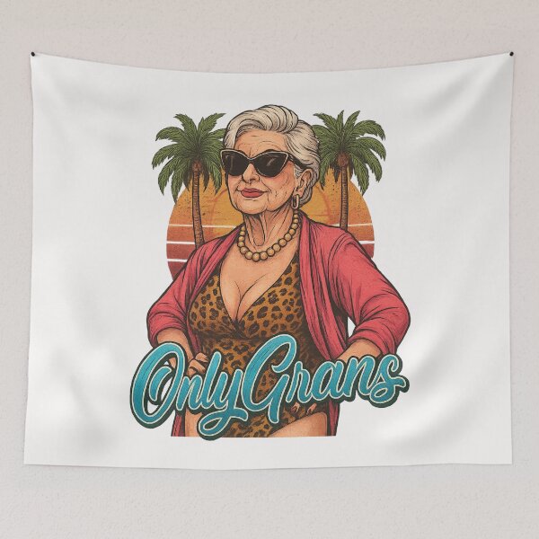 Item preview, OnlyGrans Fierce Fashion – Leopard Print & Palm Trees designed and sold by Places On Earth.