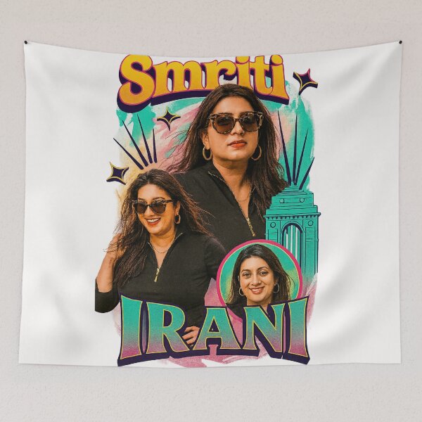 Item preview, Smriti Irani Pop Culture Queen – Bold Colors & Political Charisma designed and sold by Places On Earth.