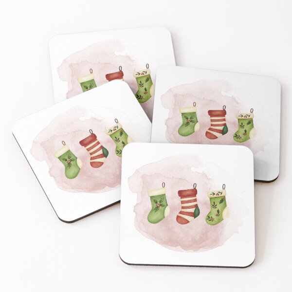 Item preview, Christmas Stockings in Green and Red Shades – Christmas Illustration designed and sold by iamKRUK.