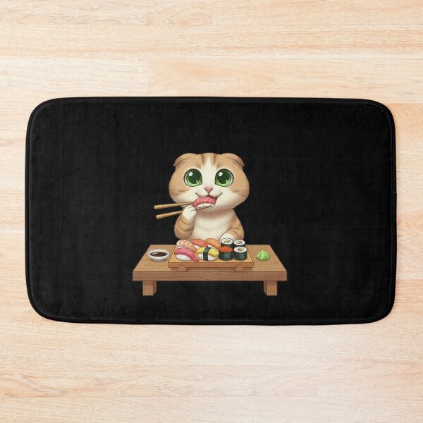 Item preview, Kawaii Foodie Cat Eating sushi - Scottish Fold cat - Japan designed and sold by digitalbitcraft.