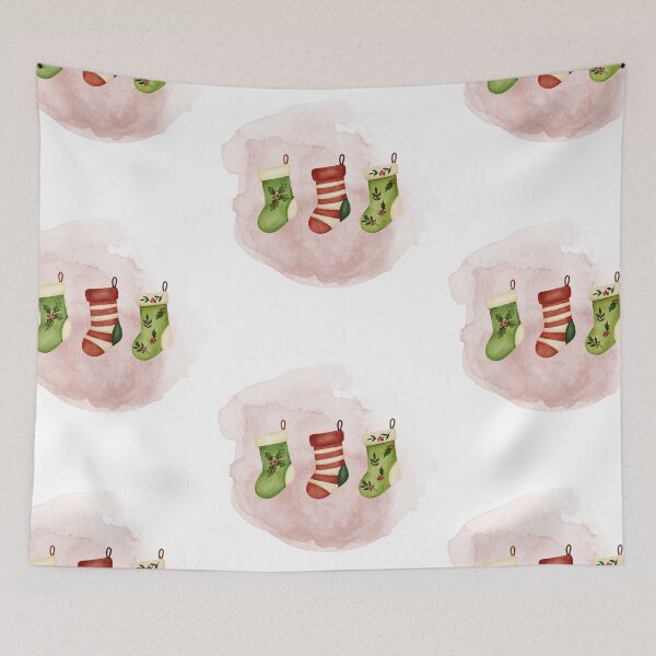 Item preview, Christmas Stockings in Green and Red Shades – Christmas Illustration designed and sold by iamKRUK.