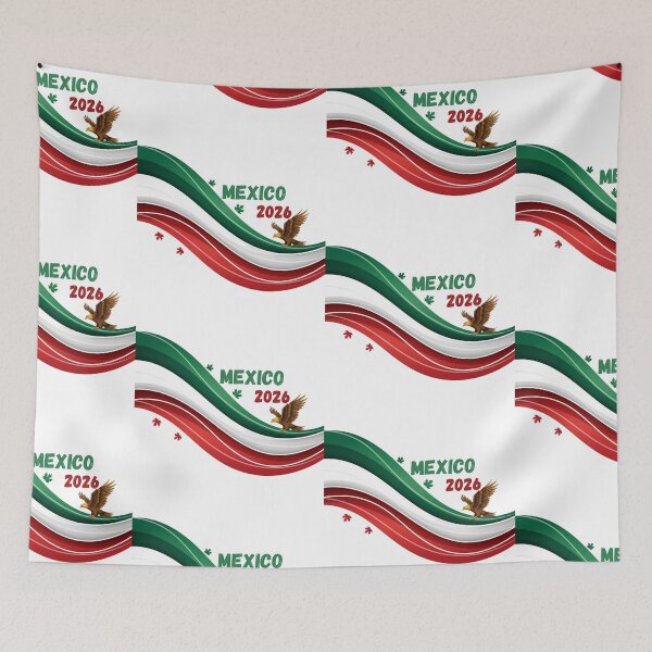 Item preview, Mexico 2026 Soccer Fan T-shirt & Sticker - Waving Flag with Eagle Design.(Camiseta y Calcomanía México 2026 - Diseño Bandera y Águila para Aficionados al Fútbol) designed and sold by printeGear.