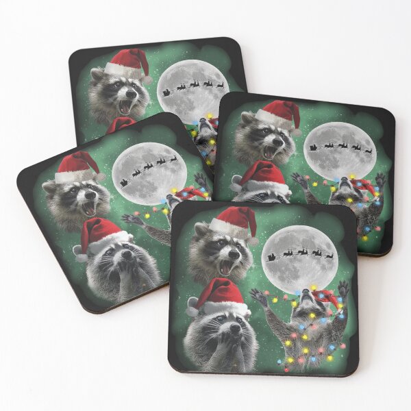 Item preview, Three Raccoons Christmas Galaxy – Feral Raccoon Moon Vintage Vibes designed and sold by love3617.
