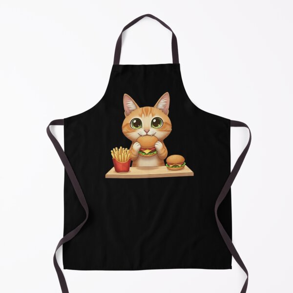 Item preview, Kawaii Foodie Cat Eating Hamburger and fries  - Ginger shorthair cat - USA designed and sold by digitalbitcraft.