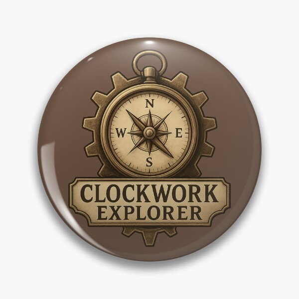 Item preview, Clockwork Explorer – Steampunk Compass Emblem with Gears designed and sold by JaylenBlack34.