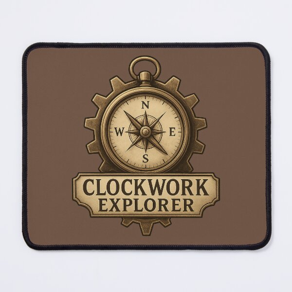 Item preview, Clockwork Explorer – Steampunk Compass Emblem with Gears designed and sold by JaylenBlack34.