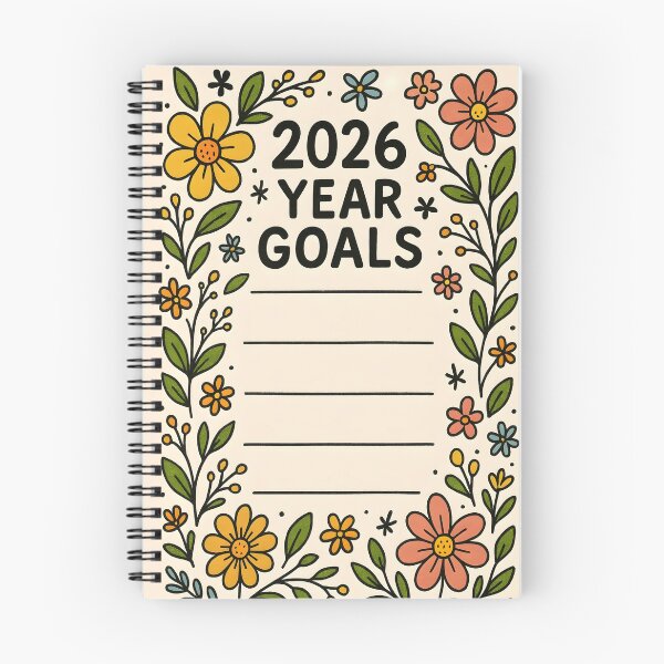 Item preview, 2026 Year Goals – Floral Joyful Frame with Central Text Space designed and sold by EmeraldeaDesign.