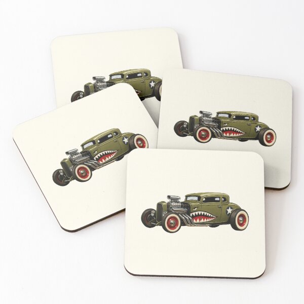 Item preview, Warhawk Hot Rod – Shark Mouth Vintage Muscle Car designed and sold by Nibble & Doodle.