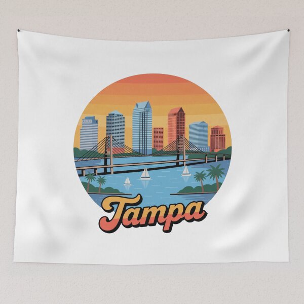 Item preview, Tampa Skyline Retro Sunset - Florida City Illustration designed and sold by CircinusStore.