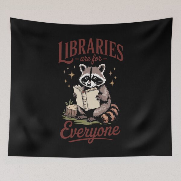 Item preview, Libraries Are For Everyone Racoon Book Readers Librarian designed and sold by KonopikaaArt.