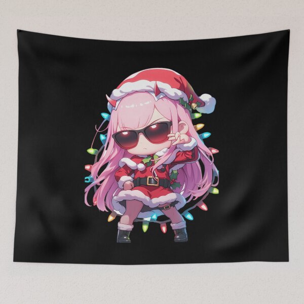 Item preview, Zero Two Christmas Darling In The Franxx Anime Girl Santa Lights Chibi designed and sold by TorbenKuhano.