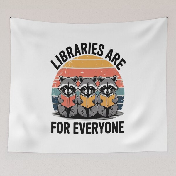 Item preview, Libraries Are For Everyone Racoon Read Banned Book Librarian designed and sold by KonopikaaArt.