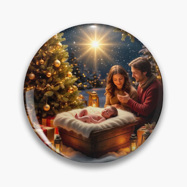 Item preview, Cozy Christmas Night – Sleeping Baby Under Holiday Lights designed and sold by AmetistLight.