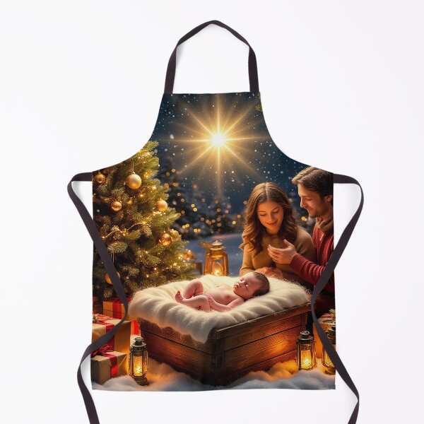Item preview, Cozy Christmas Night – Sleeping Baby Under Holiday Lights designed and sold by AmetistLight.