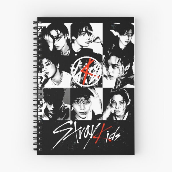 Item preview, Stray Kids black and white t-shirt collage logo you make stray kids stay bang chan lee know changbin hyunjin han felix seungmin IN kpop skz skzoo dominate world tour designed and sold by Kpop-Noona.