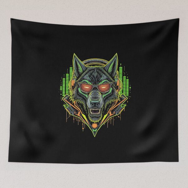 Item preview, Cyberpunk Wolf DJ | Neon Howl Beats designed and sold by ColorSplash123.