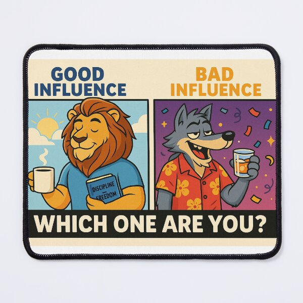 Item preview, Good Influence vs Bad Influence – Funny Lion and Wolf designed and sold by the-dovlat.