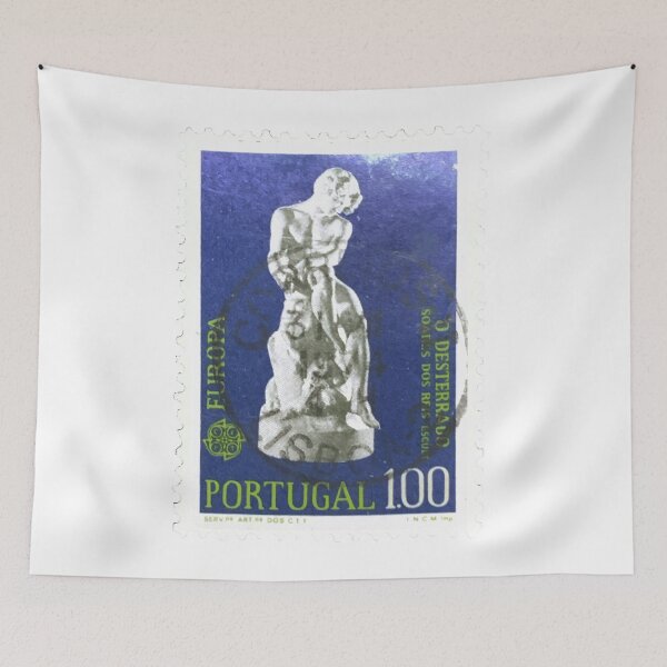 Item preview, Portugal Portuguese Statue Blue Vintage Postage Stamp designed and sold by red-amber65.