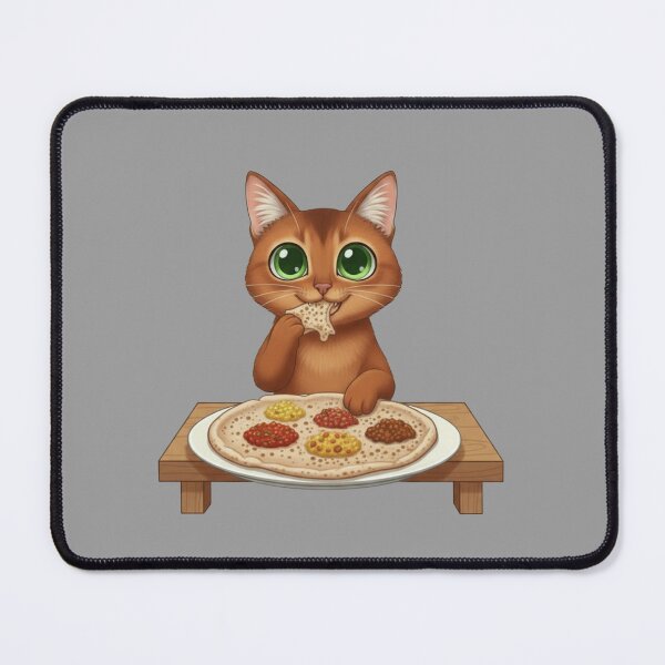 Item preview, Kawaii Foodie Cat Eating Injera with Wot - Abissinian cat - Etiopia designed and sold by digitalbitcraft.