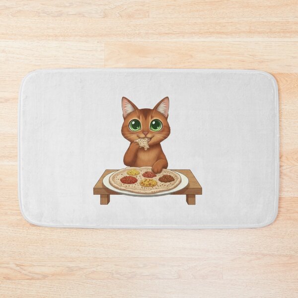 Item preview, Kawaii Foodie Cat Eating Injera with Wot - Abissinian cat - Etiopia designed and sold by digitalbitcraft.