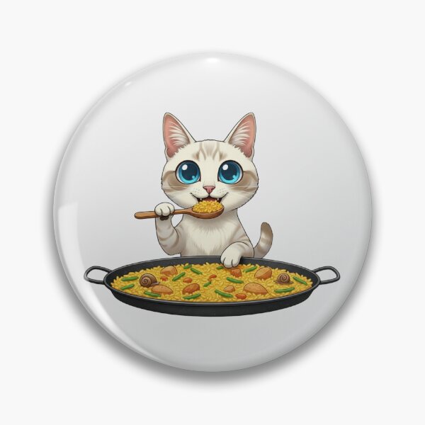 Item preview, Kawaii Foodie Cat Eating Paella Valenciana - Ojos Azules cat - Spain designed and sold by digitalbitcraft.