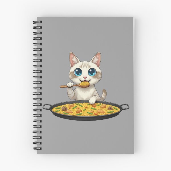 Item preview, Kawaii Foodie Cat Eating Paella Valenciana - Ojos Azules cat - Spain designed and sold by digitalbitcraft.