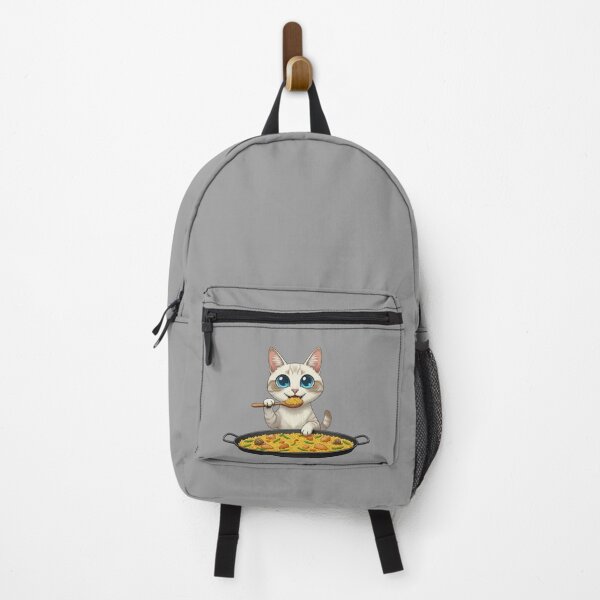 Item preview, Kawaii Foodie Cat Eating Paella Valenciana - Ojos Azules cat - Spain designed and sold by digitalbitcraft.