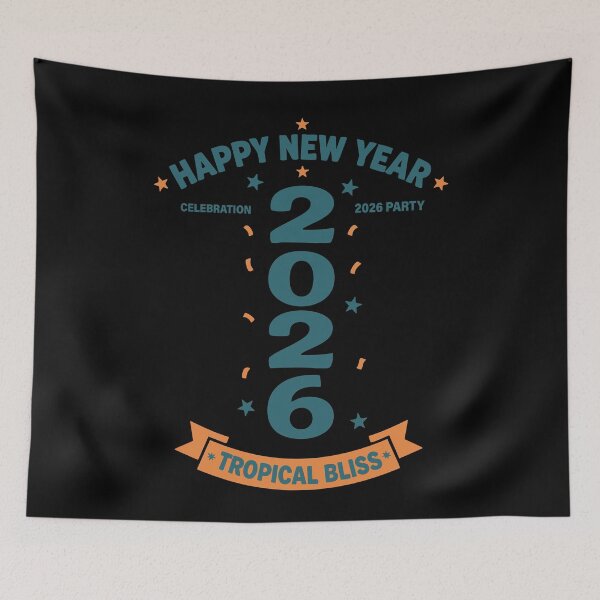 Item preview, Happy New Year 2026 Tropical Bliss Celebration designed and sold by LuminOrb.