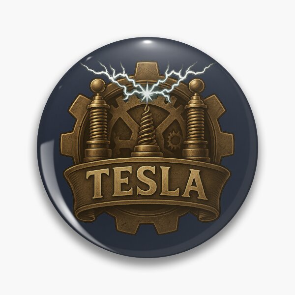 Item preview, Tesla Coil Emblem – Steampunk Lightning & Gears Badge designed and sold by JaylenBlack34.