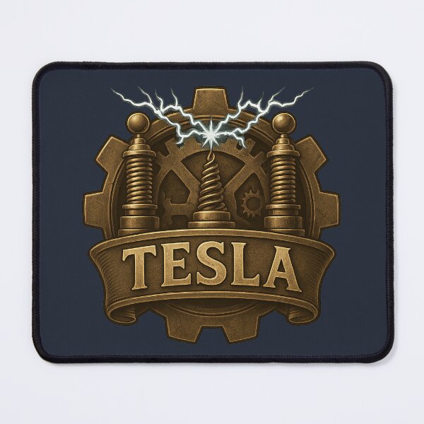 Item preview, Tesla Coil Emblem – Steampunk Lightning & Gears Badge designed and sold by JaylenBlack34.