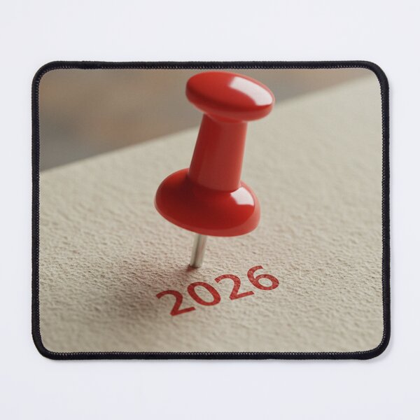 Item preview, Red Pushpin Marking the Year 2026 on Textured Paper designed and sold by PixelVibe782.