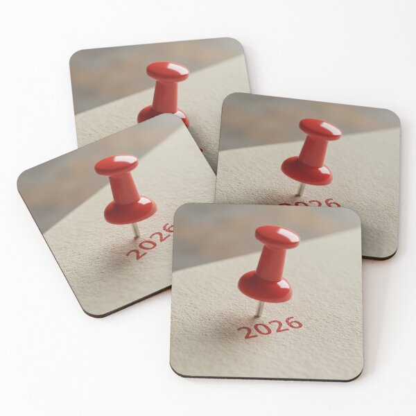 Item preview, Red Pushpin Marking the Year 2026 on Textured Paper designed and sold by PixelVibe782.