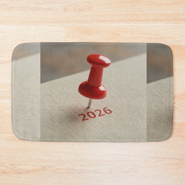 Item preview, Red Pushpin Marking the Year 2026 on Textured Paper designed and sold by PixelVibe782.