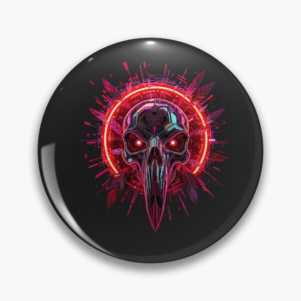 Item preview, Cyberpunk Crow Skull | Neon Red Glitch Halo designed and sold by ColorSplash123.