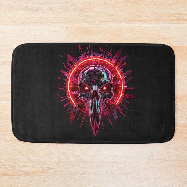Item preview, Cyberpunk Crow Skull | Neon Red Glitch Halo designed and sold by ColorSplash123.