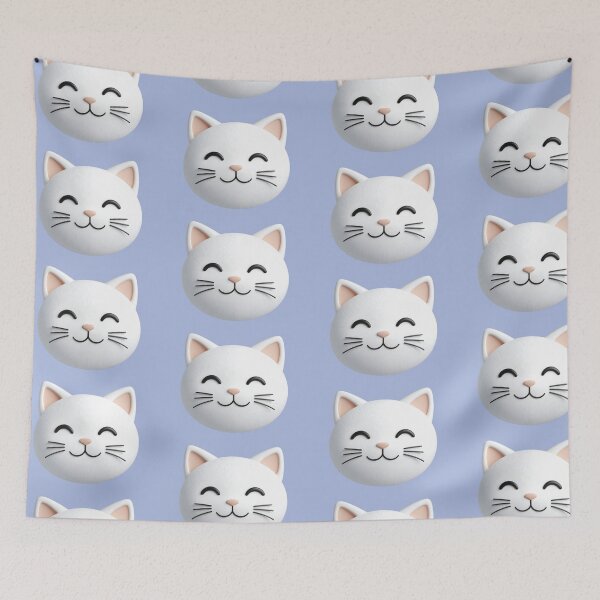 Item preview, Cute 3D White Cat Head Emoji Smile designed and sold by Anna_art_space.