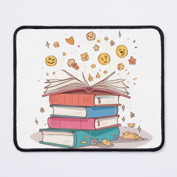 Item preview, Magic of Books – Whimsical Stack with Moon & Emojis designed and sold by Scattered-Words.
