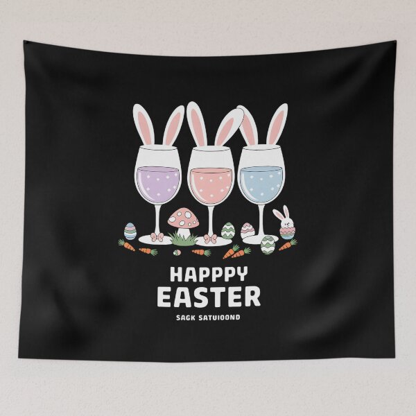 Item preview, Funny Wine Glasses Bunny With Egg Basket Spring Easter designed and sold by TeddyPaintsArt.
