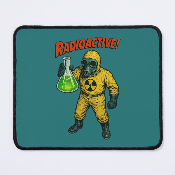 Item preview, Retro Hazmat Worker Holding Radioactive Flask – Vintage Toxic Science Illustration designed and sold by The Devil's Bargain.