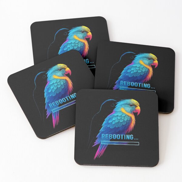 Item preview, Neon Glitch Parrot - REBOOTING Cyberpunk Bird designed and sold by MKreative Studio.