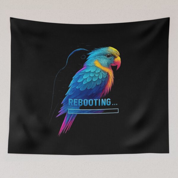 Item preview, Neon Glitch Parrot - REBOOTING Cyberpunk Bird designed and sold by MKreative Studio.